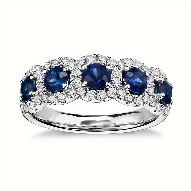 Copper Promise Ring with Synthetic Sapphire and CZ Size 6-11